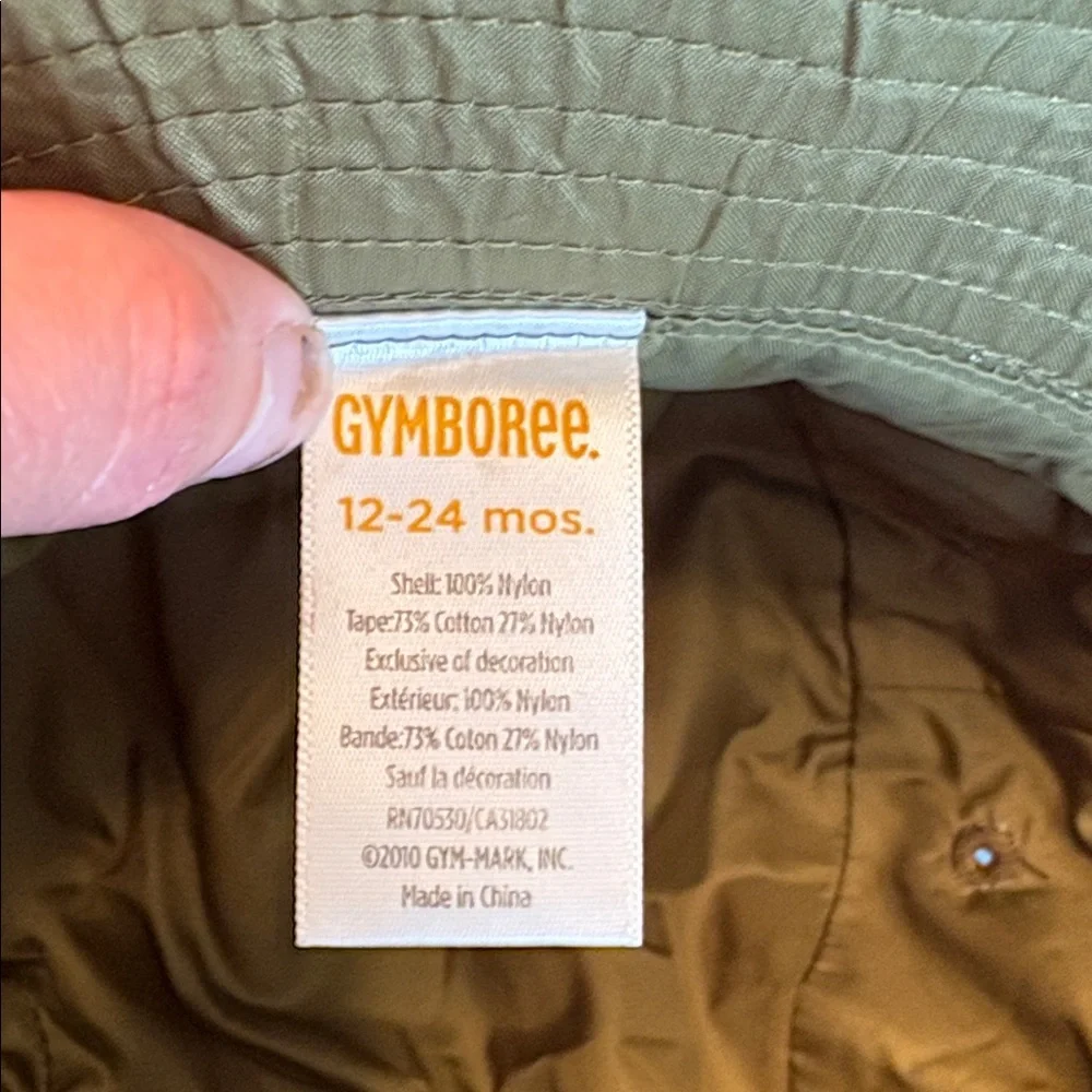 Gymboree Dirt Magnet Olive and Brown Bucket Hat with Patch sz 12-24M